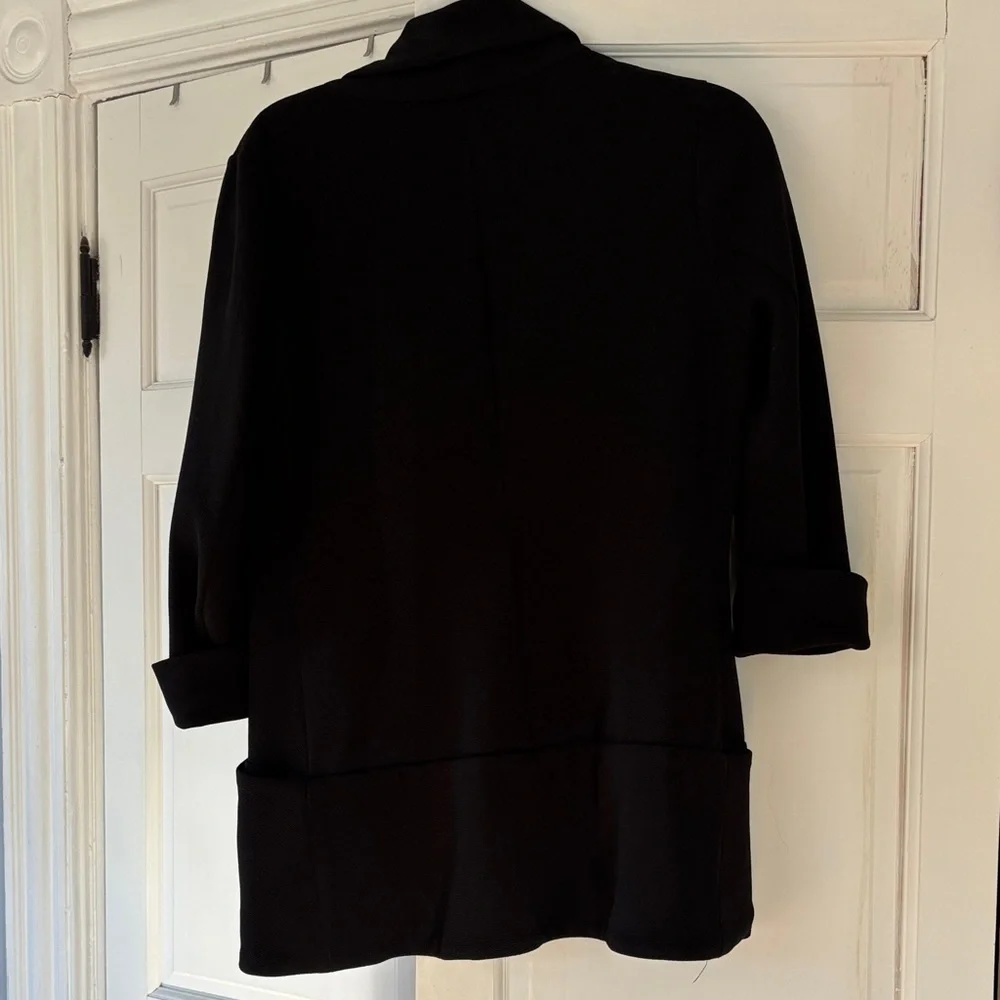 French Mauve Black Open-Front Blazer Jacket - Picture 8 of 8